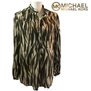 Micheal Kors Large Womens Button  Brown Tunic